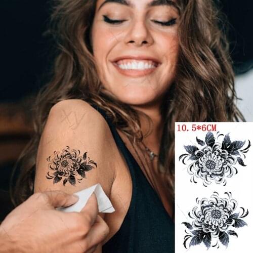 Chrysanthemum Ukiyo Waterproof Temporary Tattoo Sticker Design Fake Tattoos Flash Tatoos Chest Neck Body Art for Women Girl Men
