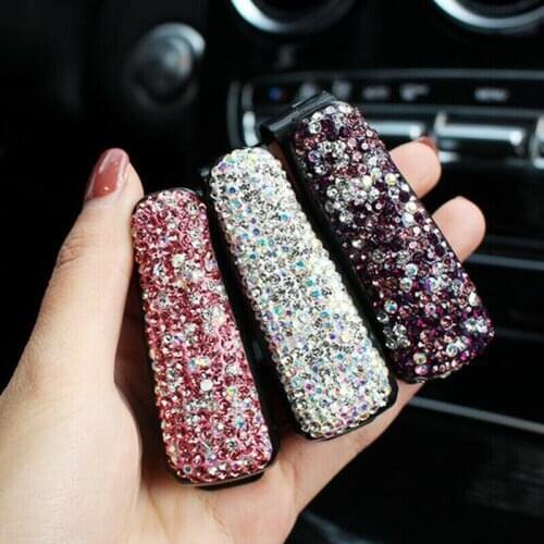Rhinestone Crystal Car Glasses Case Holder Clip Vehicle Sun Visor Sunglasses Ticket Receipt Card Clip Storage Holder