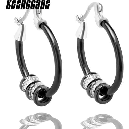 High Polished Hoop Ceramic Earrings With Luxury AAA Cubic Zirconia For Women Steampunk Ear Women Earrings Set Party Jewelry