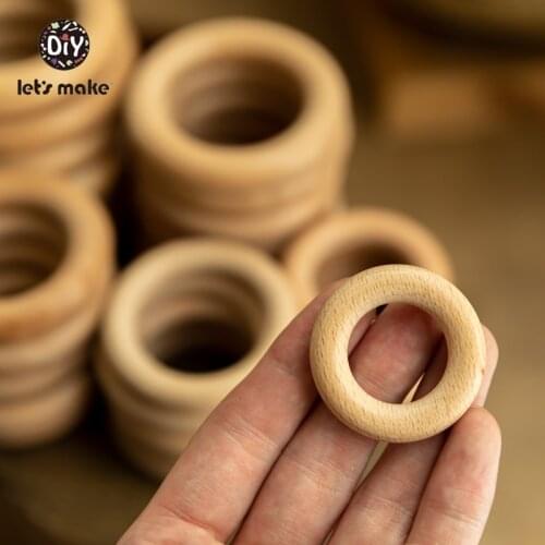 Lets Make Natural Wood Teething Ring All Size 20pcs Beech 40/55/60/65/70/80MM DIY Baby Wooden Toys Handmade Accessories Crafts