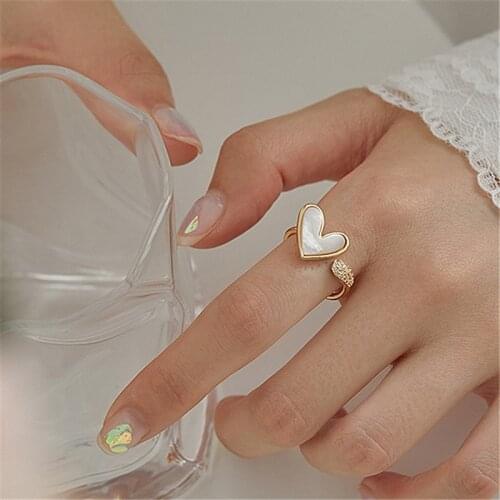 Korean Cute Heart Open Rings For Women Delicate Simple New Fashion Jewelry Adjustable Ring bijoux