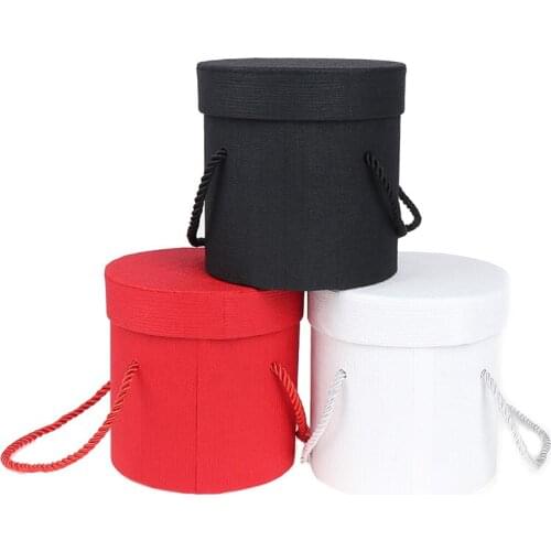 Round Flower Paper Boxes Lid Hug Florist Flower Hold The Bucket Gift Packaging Box Gift Candy Bar Party Wedding Gift Storage Box