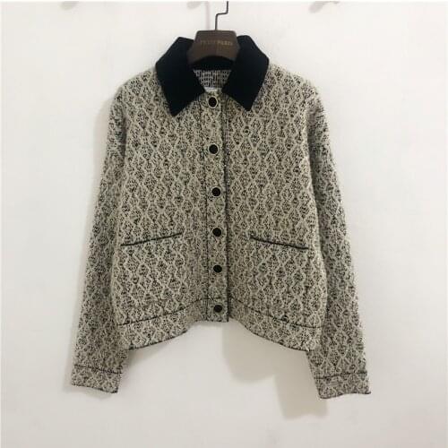 2020 autumn and winter womens pocket jacket V-neck elegant tweed lapel single-breasted knitted jacket women clothing 2020