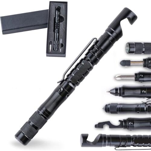 Multifunctional Tactical Pen Mobile Phone Holder Tactical Self-Defense Pen Touch Screen Pen Outdoor Survival Tool With Compass