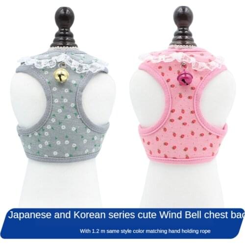 Spring and Summer New Puppy Chest Strap Bells Bow Dog Leash Breathable Mesh Pet Chest Strap