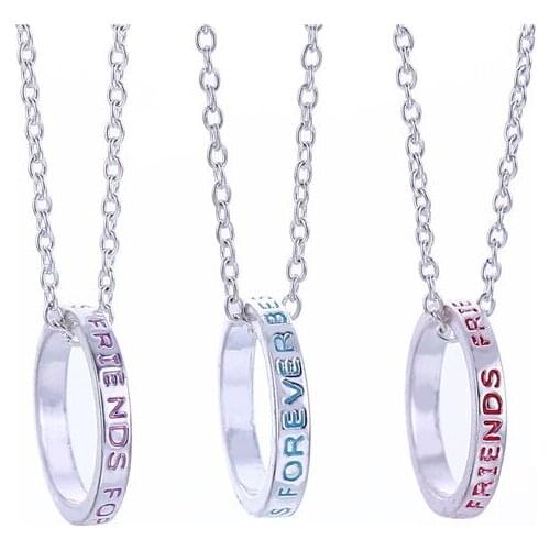 2015 New Arrival Best Friend Cirle Pendant Necklace Fashion Chain Necklaces For Girls Gifts 3pcs/set, 12sets/lot