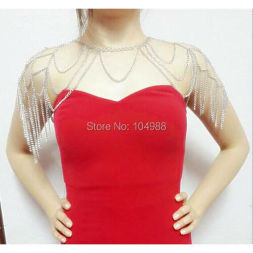 NEW ARRIVALS STYLE B503 WOMEN FASHION SILVER PLATED SHOULDER CHAINS MULTI-LAYERS BODY CHAINS JEWELRY 3 COLORS