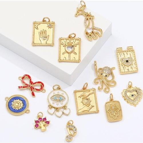 Evil Blue Eyes Octopus Monster Tree Occult Amulet Charms Diy Pendant Necklace Accessories Gold Designer Diy Earrings Charms