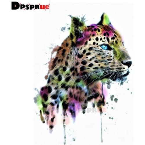 Dpsprue Full Square/Round Diamond Painting Cross Stitch Diamond 3D Embroidery Colorful Leopard DIY 5D Moasic Home Decor Gift DP8