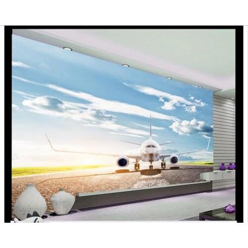 Custom photo wallpaper 3d wall murals wallpape Sunglow between baiyun plane on the runway beauty living room photo wallpaper