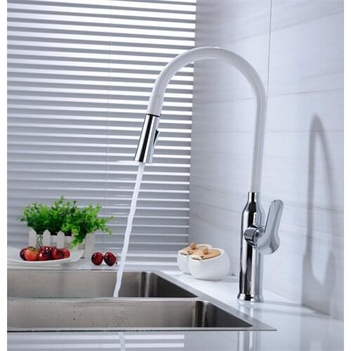 Kitchen Sink Faucets Chrome Brass Pull Out Kitchen Mixer Tap Single Handle Hot & Cold Sink Crane Tap 360 degree rotation Faucet