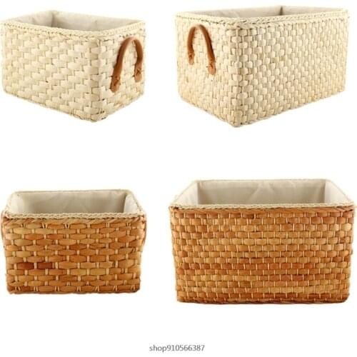 Simple Design Straw Storage Box Rectangular Clothing Basket Home Sundry Collection Case Multifunction Holder Organizer Wholesale