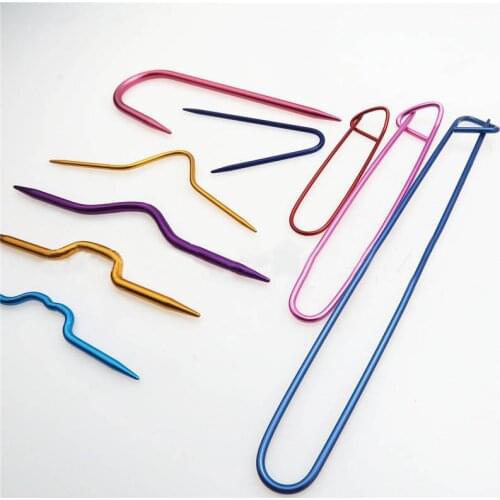 9pc Knitting Needles Curved Crochet Hooks Knitting Needles for Manual Scarf Sweater DIY Twist Weaving Tool Sewing Knit Tools