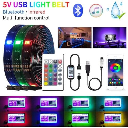 DC5V Bluetooth LED Strip Lights RGB 5050 SMD Flexible Waterproof Smart LED Light For Home Kitchen Living Room Decoration