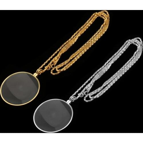 Map Magnifying Glass on Necklace Chain Reading Map Magnifier Loupe Pendant 6X Silver color Gold color accessory