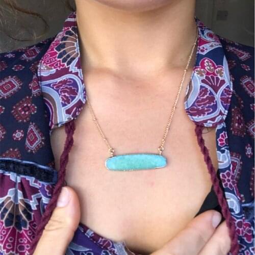 Gorgeous Gold Color Plating Ball Chain with Light Purple Pink Green Stone Pendant Neckalce For Party Anniversary Decoration