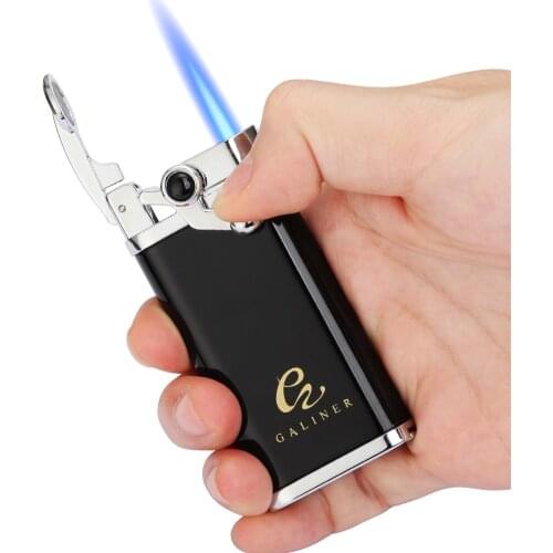 Galiner Windproof Jet Lighter Gas Butane 1 Torch Cigar Lighter W/ Hole Cigar Punch Metal Cigarettes Lighters Smoking Accessories