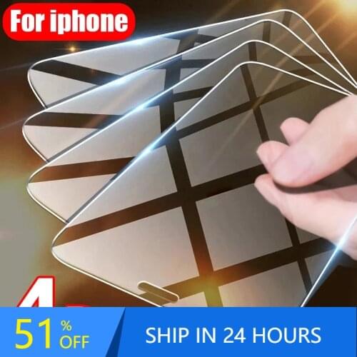 3PCS Full Cover Protective Glass On For iPhone 11 Pro X XR XS Max Screen Protector On iPhone 7 8 6 6s Plus 5 5s SE 12 Glass Film