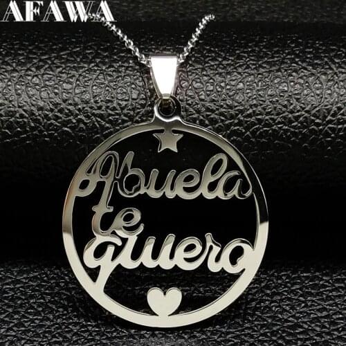 Grandmother Stainless Steel Statement Necklace Women jewlery Silver Color Necklaces & Pendants Jewelry navidad N18021