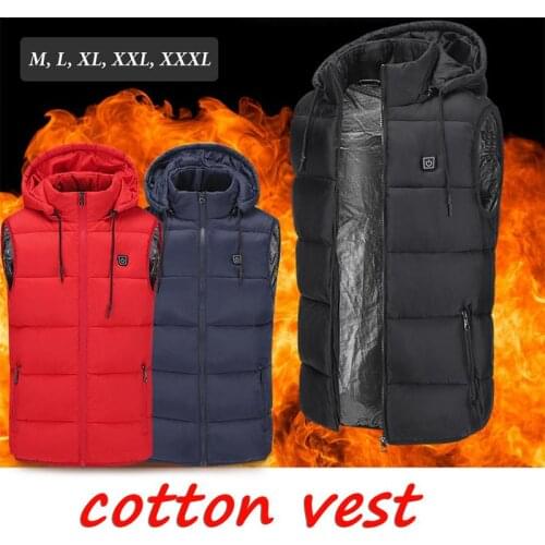 Electric Heated Vest for Men USB Intelligent Rechargeable Warm Hooded Waistcoat Heating Vest with Three Temperature Control