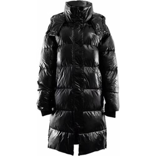 Winter New Arrivals Womens Long Coats Glossy Large Size Female Down Cotton Parkas Casual Loose Trendy Lady Overcoats Hoodies