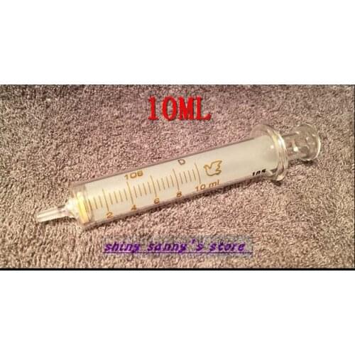 1Pcs 10ml Glass Syringe Injector Glass Sampler Lab Glassware Brand New