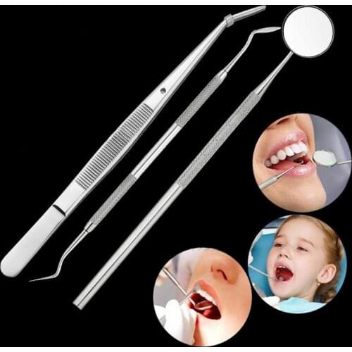 10set New 3 Pcs/lot Healthy Professional Handle Dental Tool Pick Scaler Mirror Set Stainless Steel Teeth Clean Make Up Tools