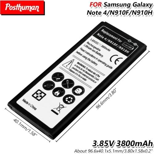 3.85V 3800mAh For Samsung Galaxy Note 4 N910F N910H N910T N910G SM-N910 SM-N910A SM-N910C Li-Po Battery