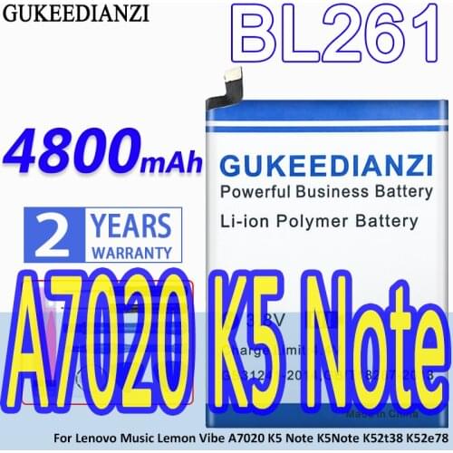 4800mAh BL261 for Lenovo Vibe K5 Note Lemon A7020a40 A7020a48 K52t38 K52e78 Mobile Phone Battery with Repair Tools kit