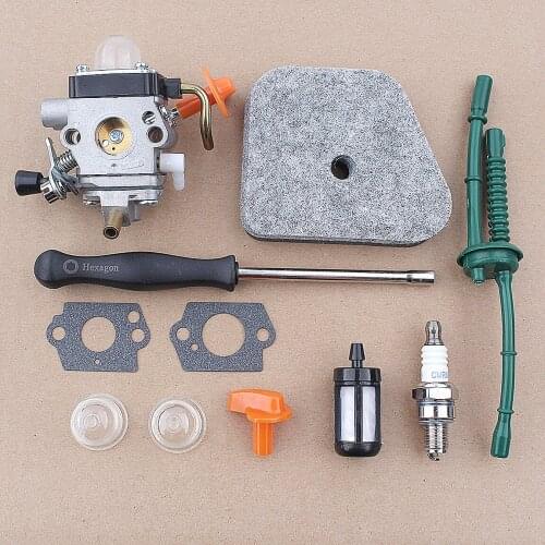 Carburetor Air Fuel Filter For Stihl FS87 FS87R FS90 FS90K FS90R FS100 FS110 Trimmer 41801200610, 41801200611 w Adjust Tool