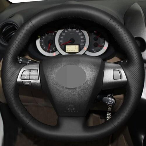 DIY Black Genuine Leather Car Accessories Steering Wheel Cover For Toyota Corolla RAV4 Auris Wish Vanguard Voxy 2010-2013