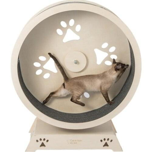 Solid wood made pets treadmill mute wheel cat climbing frame smooth cat nest cats tree integrated