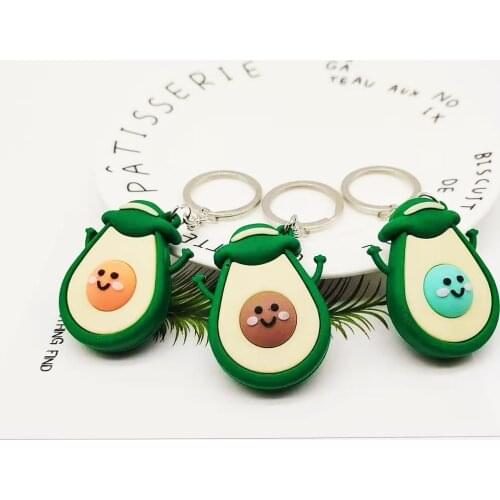 Simulation Fruit Series Cartoon Avocado Keychain Bag Pendant Smiley Avocado Keyring Student Gift