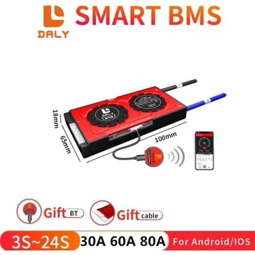 Daly Smart BMS 3S-24S Li-Ion LiFePo4 With Bluetooth 3S 4S 7S 8S 10S 12S 13S 14S 15S 16S 17S 20S 26S 32S 30A 60A 80A ebike BT BMS
