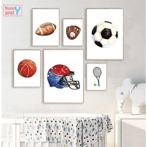 Football Basketball Sport Canvas Child Poster Nursery Print Simplicity Wall Art Painting Kids Boy Bedroom Decoration Picture