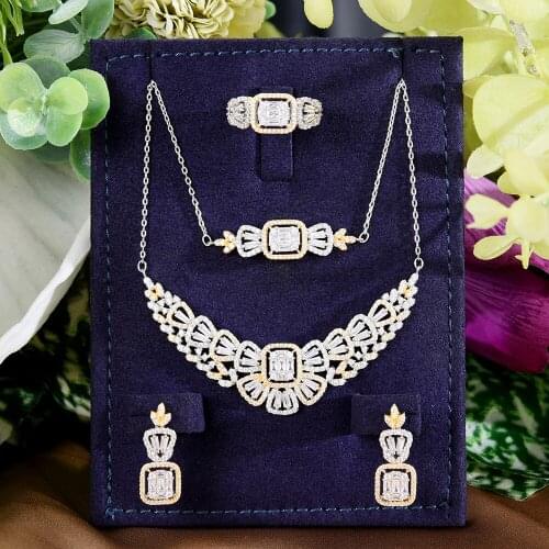 GODKI New Charms 4PC Bracelet Ring Necklace Earring Set For Women Wedding Party Cubic Zircon CZ Dubai Bridal Jewelry BOHO