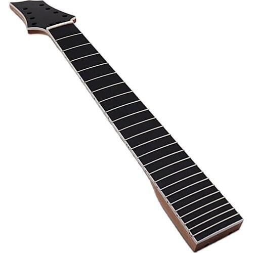 8 Strings Electric Guitar Neck 24 Frets Mahogany Wood Neck Black Head with Double Truss Rod Double Back Line 7.5cm Heel Width