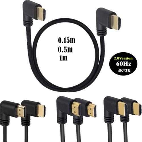 HDMI-compatible Extension Cable 2.0V 4K*2K @60HZ HDMI-compatible Male Angled to Male Angled Cord