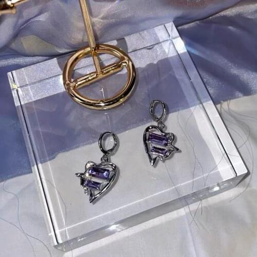 Crystal Ear Clips Heart Woman Earring Earrings Punk Hanging Earrings 2021 Trend Cute Goth Women Jewelry Gothic Fashion