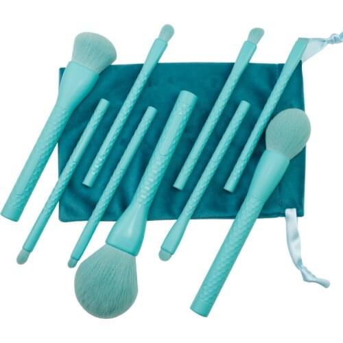 ENERGY Brand Cyan 9pcs Brushes Synthetic Hair Plastic Handle Makeup Brush Brochas Maquillaje Pinceaux Maquilla qs