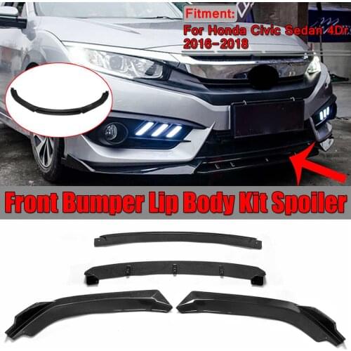 4pcs New Car Front Bumper Lip Splitter Diffuser Lip Body Kit Spoiler Bumpers Protector For Civic Sedan 4Dr 2016-2018 For Honda