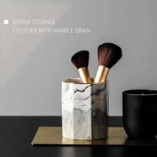 Cosmetics Makeup Brushes Storage Box Cylindrical Case Storage Lipstick Brush Pen Holder Organizer Ceramic Desktop Container