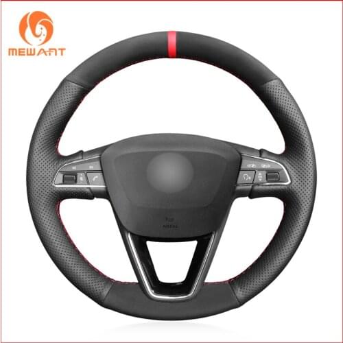 MEWANT Genuine Leather Suede Steering Wheel Covers for Seat Leon 5F Mk3 2013-2019 Ibiza 6J 2016-2019 Arona 2018 2019 Alhambra