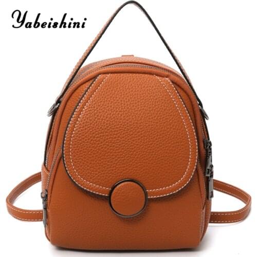 New High quality Leather Backpack for Women Multi-Function Backpacks Ladies Shoulder Bag Girl Mini school bag mochila feminina