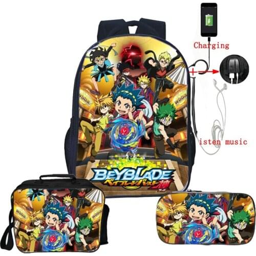 High Quality Beyblade Backpack Fashion Surprise Gift Rucksack for Teens Beautiful Children Boys Girls School Knapsack 3pcs/set