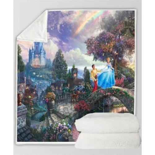 Disney Prince and Cinderella Snow White Comfortable Soft Blanket Beauty Princess Boys and Girls Bedroom Decoration Sofa Bedding