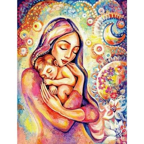 Painting By Numbers Dropshipping Warm Mother And Child DIY Figure Decor Posters and Prints Modern Living room Artwork Picture
