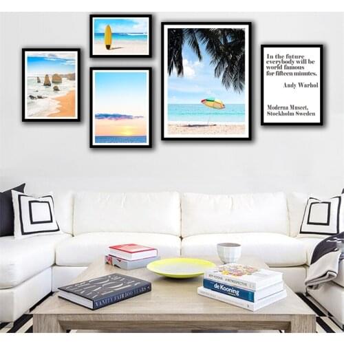 Beach and Palm Nordic Posters And Prints Wall Art Canvas Painting Wall Pictures For Living Room Decor