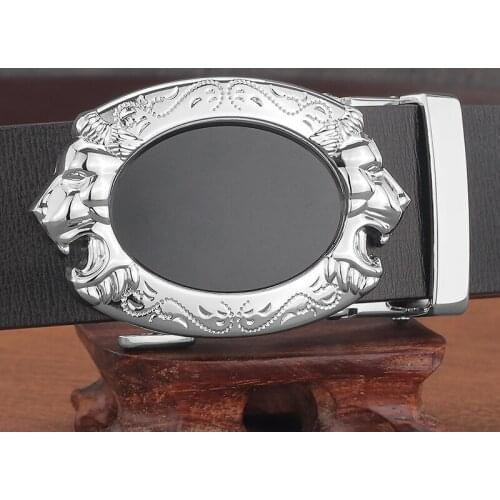 Designer belts men high quality Black lion Waist Strap Automatic Buckle fashion cintos masculinos Casual Cowskin Waistband