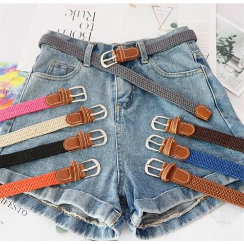 AWAYTR Canvas Mixed Woven Belt Unisex Rope Waistband Classic Alloy Pin Buckle Girdle Casual Pants Accessories